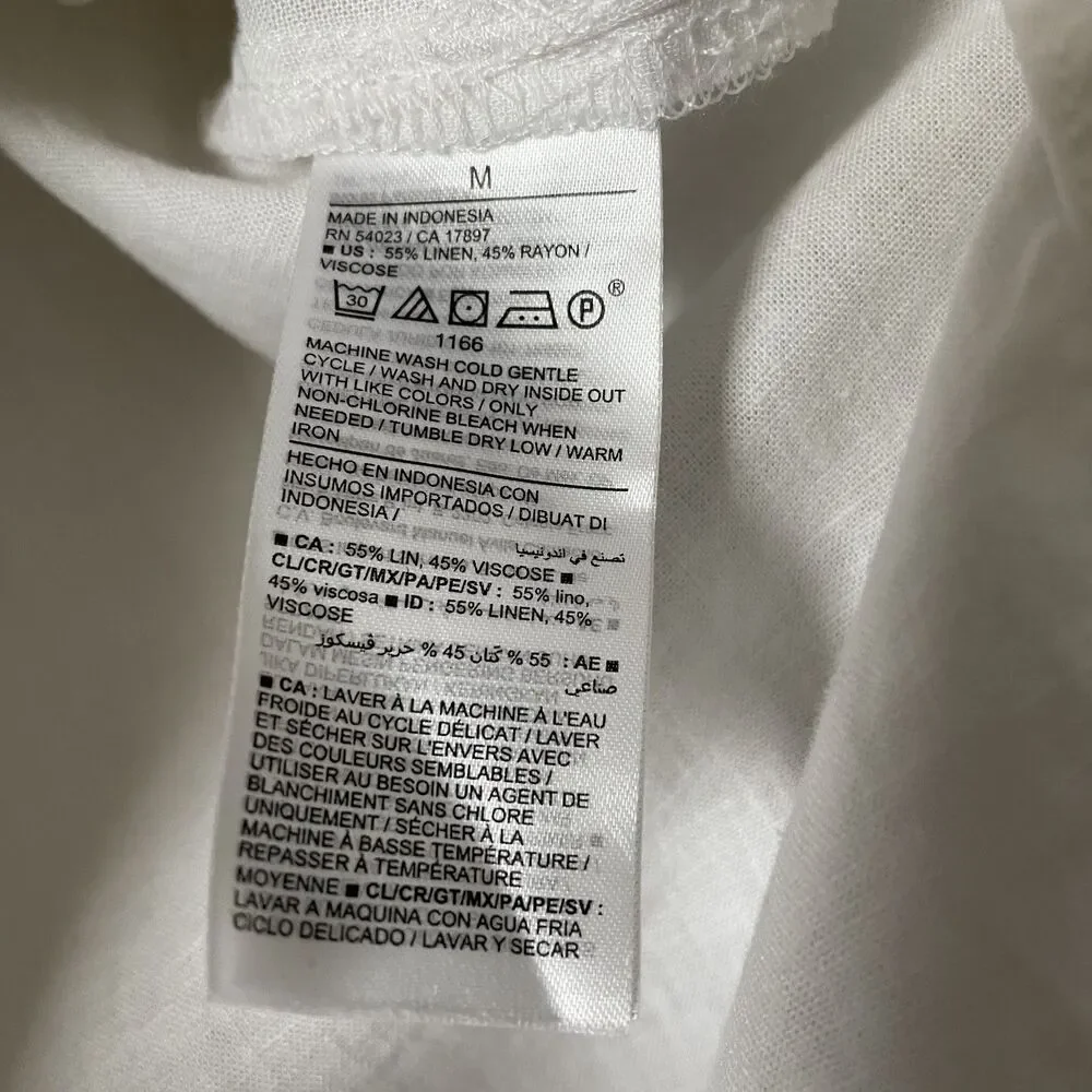 Old Navy Boyfriend Shirt Button Front Long Sleeve White Linen Blend Size M